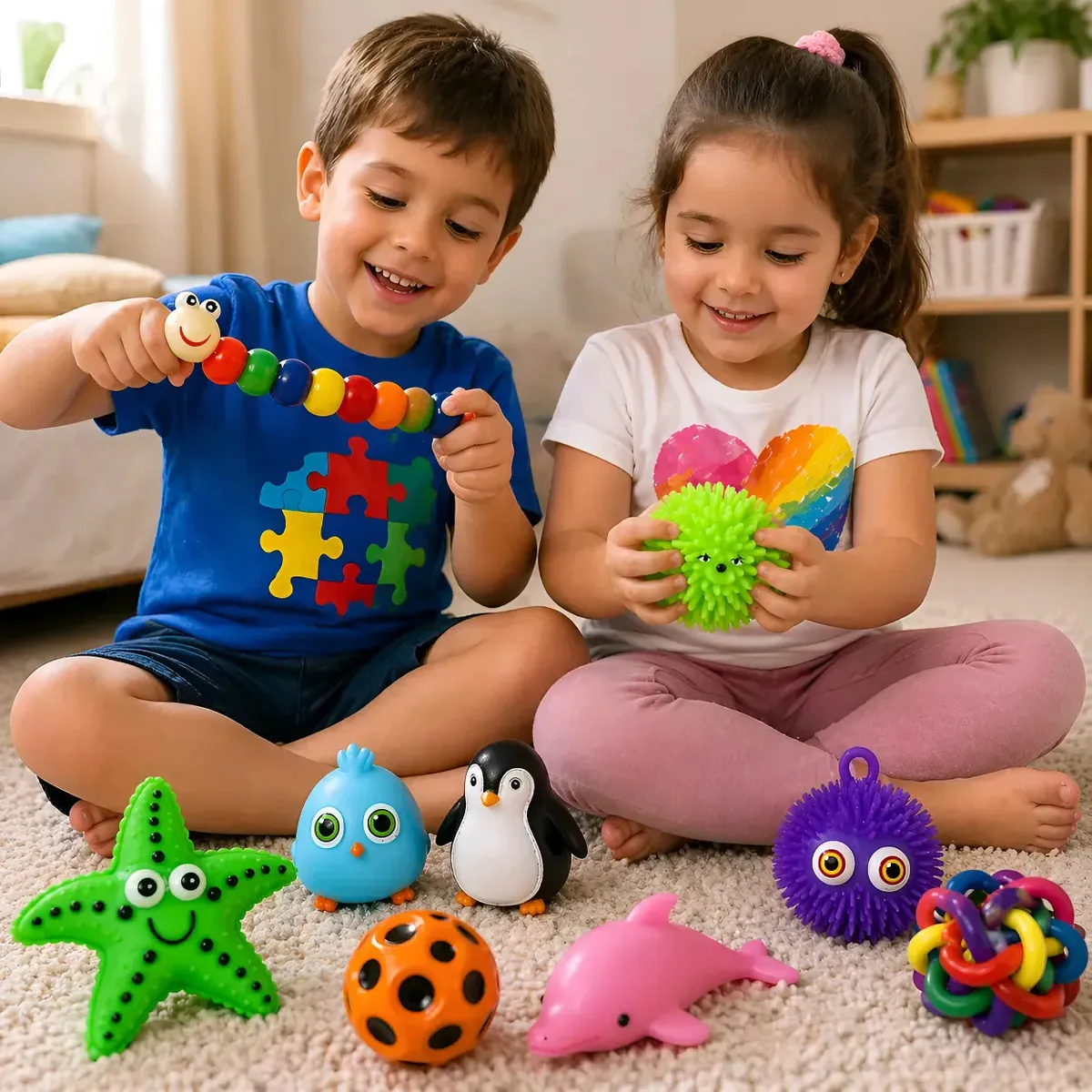 Objetos anti-stress e bolas sensoriais